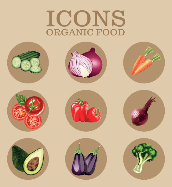 捆绑九种新鲜蔬菜图标图片下载