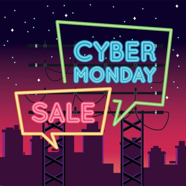 网络星期一销售带有气泡的霓虹灯图片下载