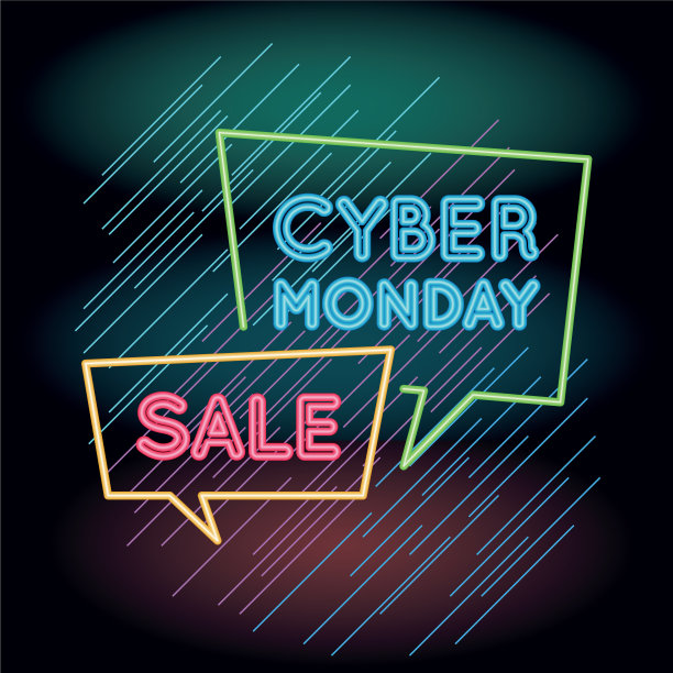 网络星期一销售带有气泡的霓虹灯图片下载