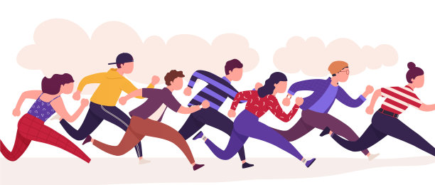 群跑的人五颜六色的跑者和人图片下载