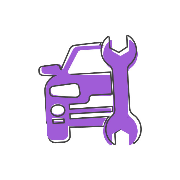 服务车图标卡通风格上白色孤立图片下载