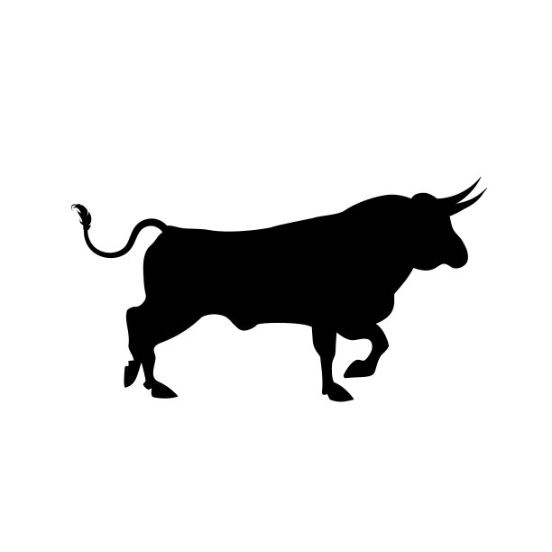 白色背景上的公牛剪影图片下载