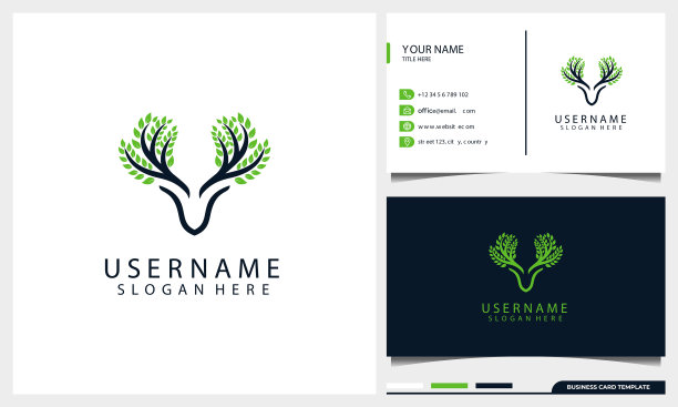 野鹿标志设计以自然树为概念图片下载