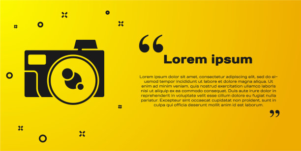 黑色照片相机图标孤立在黄色图片下载