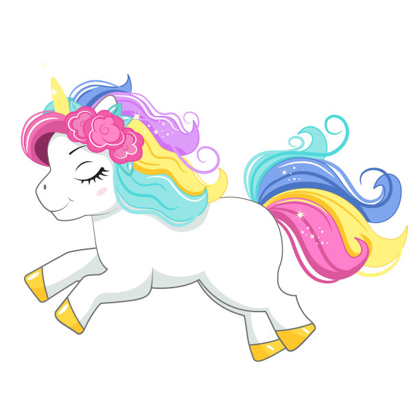 可爱的彩虹色卡通独角兽图片下载