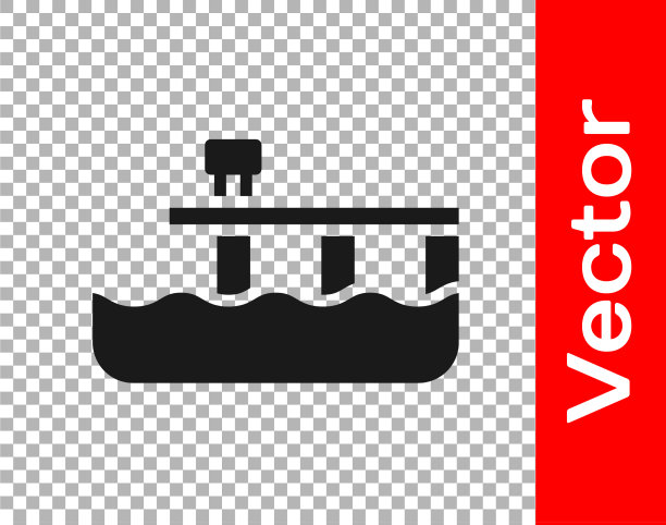 黑海滩码头码头图标孤立透明图片下载