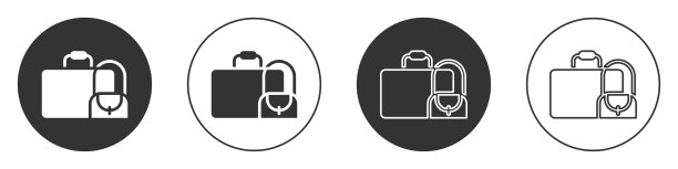 黑色行李箱旅行图标孤立在白色图片下载