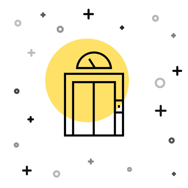 黑线电梯图标孤立在白色背景上图片下载