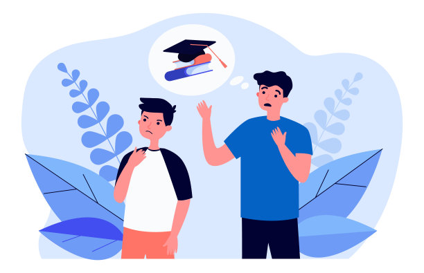 卡通形象的父亲担心在学校学习的儿子图片下载