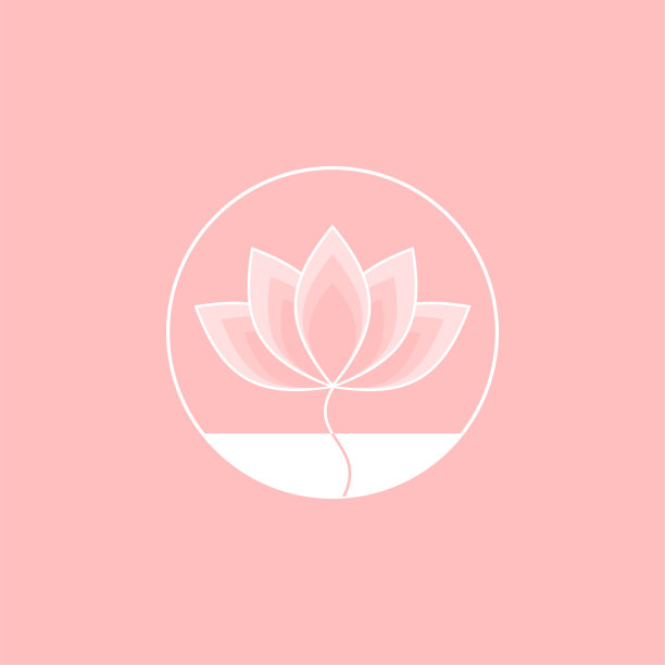 粉色和白色的莲花圆形矢量标志图片下载