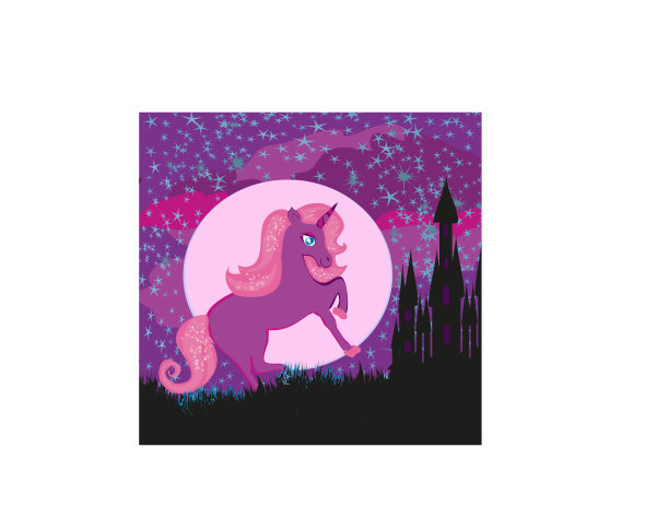 童话般的风景与魔法城堡和独角兽图片下载