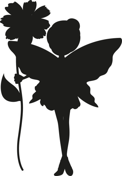 在白色背景上剪影仙女角色图片下载