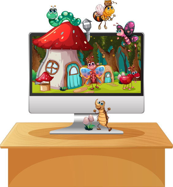 快乐的昆虫在电脑背景屏幕上图片下载