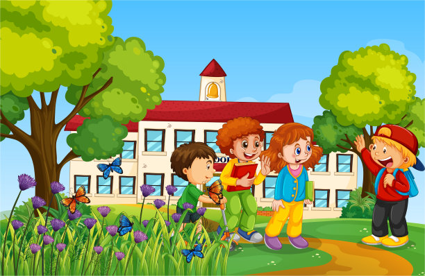 快乐的学生在学校图片下载