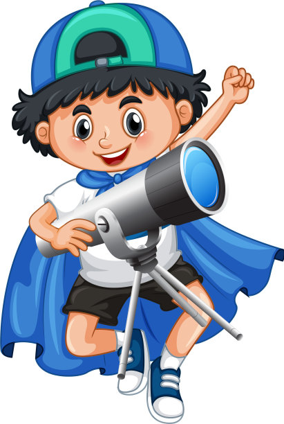 一个带着双筒望远镜的男孩图片下载