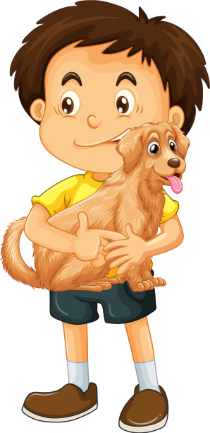 男孩和他的狗孤立图片下载