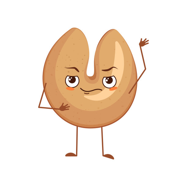 可爱的中国福饼人物有脸和情绪，胳膊和腿。搞笑或悲伤的英雄，节日的糖果图片下载