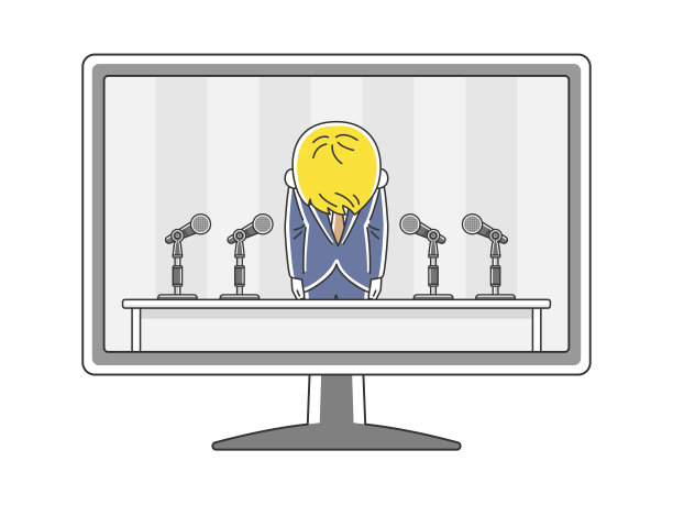 在电视上开个道歉新闻发布会。图片下载