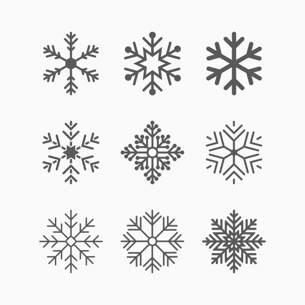 雪花图标，冬季向量图片下载