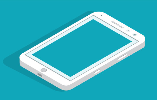 智能手机图标在平面设计风格的蓝色背景。手机的象征。矢量图图片下载