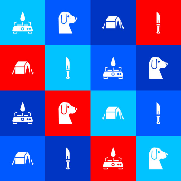 露营设置煤气炉狗旅游帐篷和图片下载