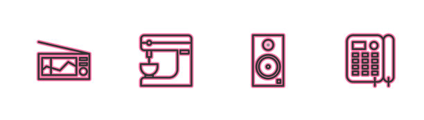 设线收音机立体声扬声器和电动混音器图片下载