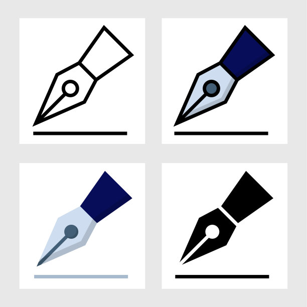 签名图标矢量设计中填充，细线，轮廓和扁平的风格。图片下载