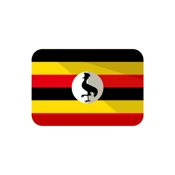 乌干达国旗图标孤立在白色的背景图片下载