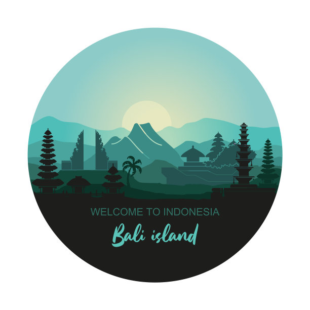 圆形带有抽象的景观图片下载