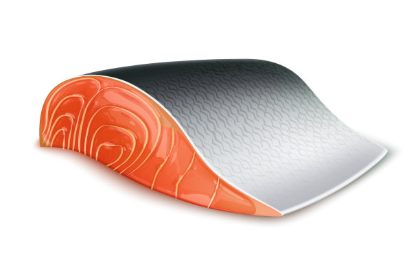 逼真的三文鱼牛排生海鲜切片图片下载