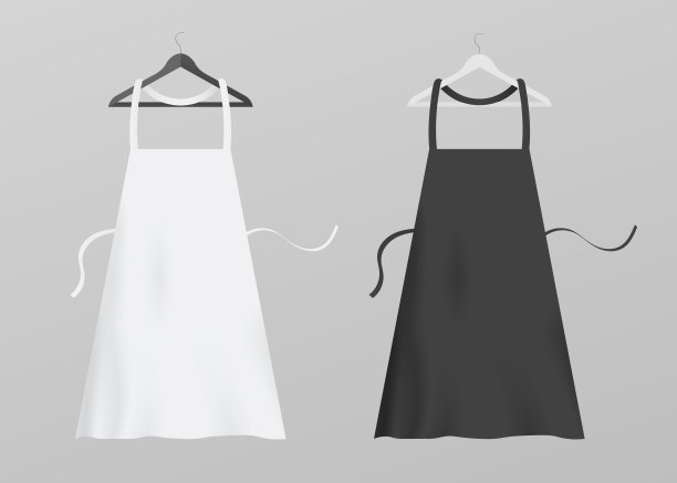 在衣架上设置厨师围裙模板，真实的矢量插图孤立。图片下载