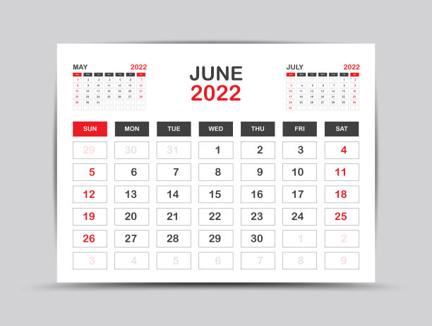 日历2022年模板最小风格，五月月艺术品，桌面日历2022年，墙日历。从周一开始，策划，印刷媒体，海报，广告，红色背景，矢量图片下载