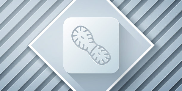 剪纸人类脚印鞋图标孤立在灰色背景。鞋鞋底。纸艺术风格。向量图片下载