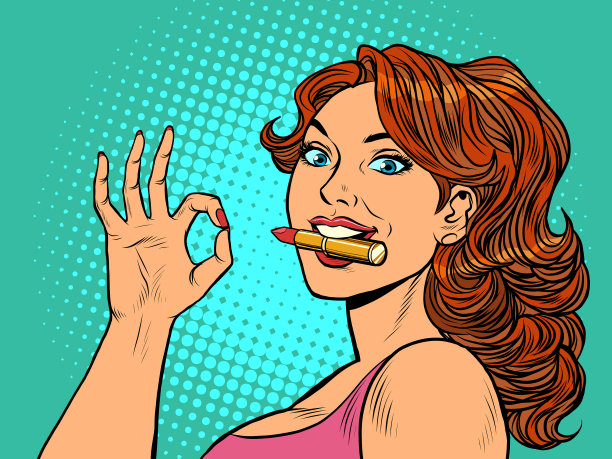 一个女人用口红可以表示时尚图片下载