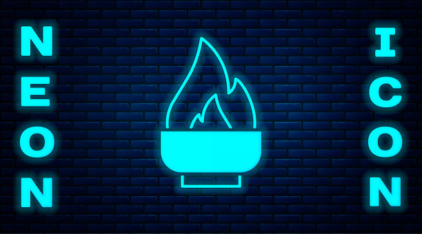 霓虹灯酒精或烈酒图标孤立在砖墙背景。化工设备。向量图片下载