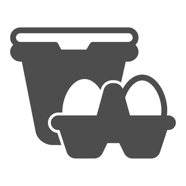 酸奶油和包装鸡蛋固体图标，乳制品概念，牛奶产品标志的白色背景，酸杯和包装鸡蛋图标在字形风格的移动和web。矢量图形。图片下载