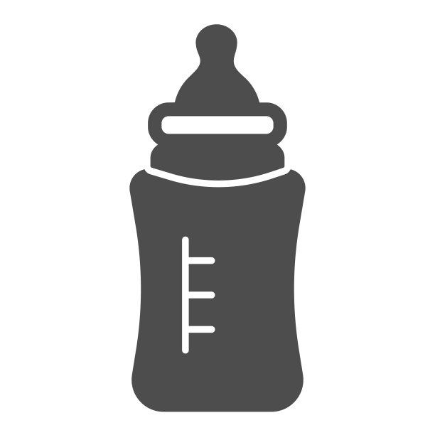 带有奶嘴的牛奶瓶实体图标，乳制品概念，白色背景上的婴儿奶瓶标志，用于移动概念和网页设计的字形样式喂养瓶图标。矢量图形。图片下载