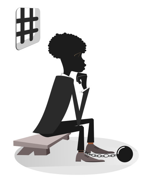 监狱插图中的非洲人图片下载