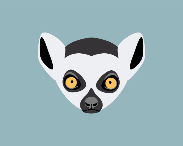 狐猴的脑袋。矢量平面符号图片下载