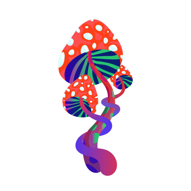 一个神奇的蘑菇蝇木耳。一种有斑点的神奇植物。白色背景上的外星人蘑菇矢量图。图片下载