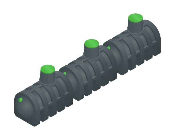 矢量插图塑料化粪池隔离在白色背景。现实的污水罐图标在平面卡通风格。排水。用于地下化粪池系统的污水处理池。图片下载