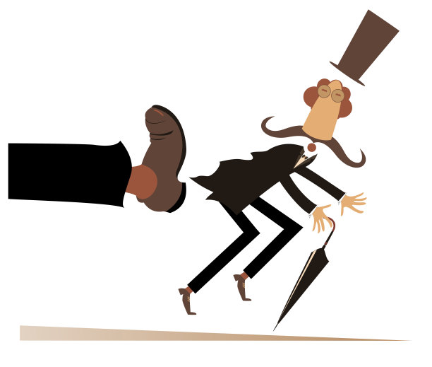 穿着靴子的腿踢到了一个男人的屁股上图片下载