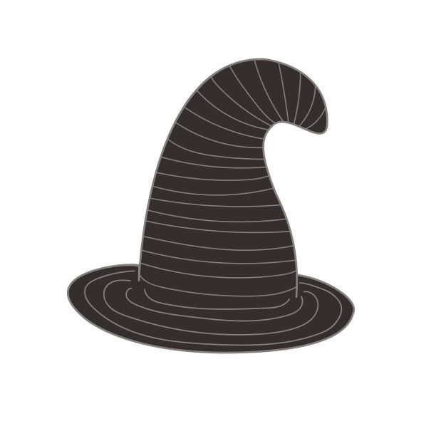 女巫帽可爱的花哨的魔术配件矢量平面风格简单的插图，隔离对象剪贴画万圣节派对装饰有用，手绘图像，卡通幽灵人物图片下载