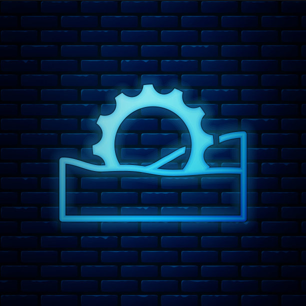 霓虹灯摩天轮图标孤立在砖墙背景上。游乐园。儿童娱乐游乐场、游憩公园。向量图片下载