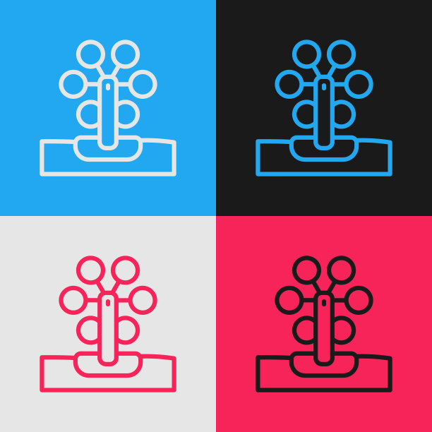 波普艺术线摩天轮图标孤立在彩色背景。游乐园。儿童娱乐游乐场、娱乐公园。向量图片下载