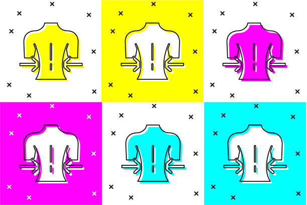 设置按摩图标孤立的颜色背景图片下载