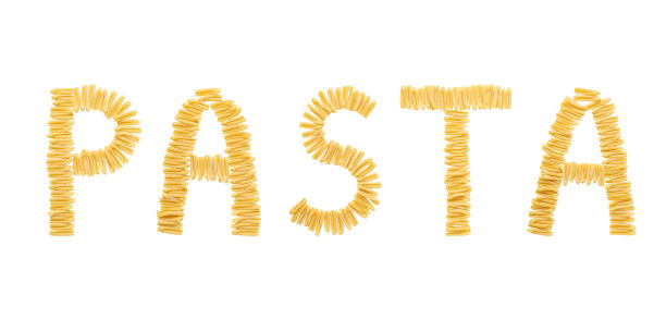 单词意大利面放置的意大利面孤立在一个白色背景图片下载