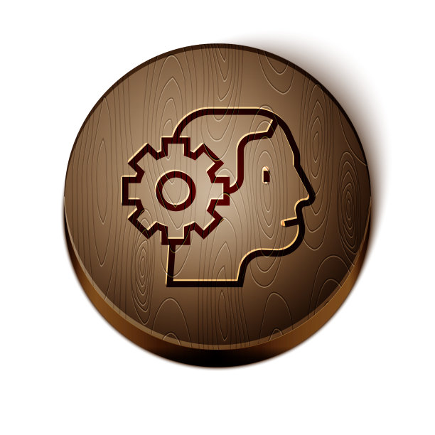 棕色线人形机器人图标隔离在白色图片下载