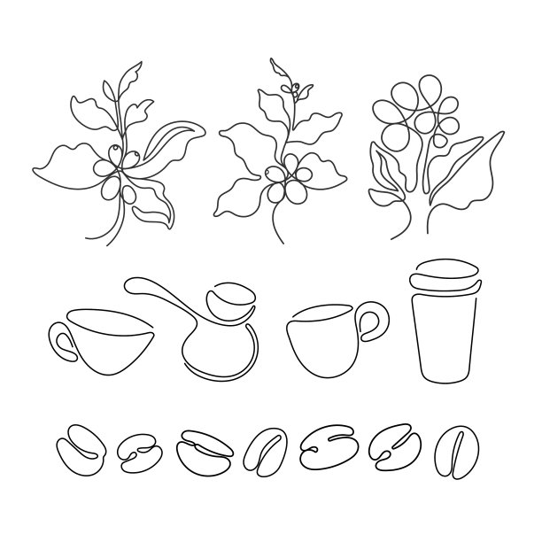 咖啡集艺术图形标志图片下载