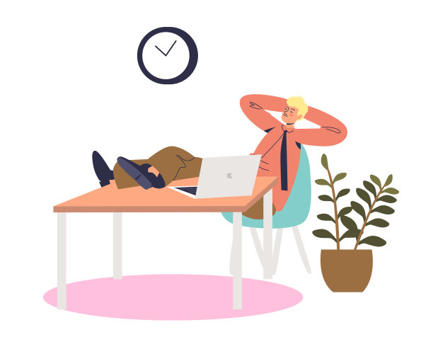 懒惰的卡通商人在工作场所打盹图片下载